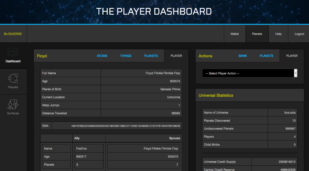 BloqVerse player interface